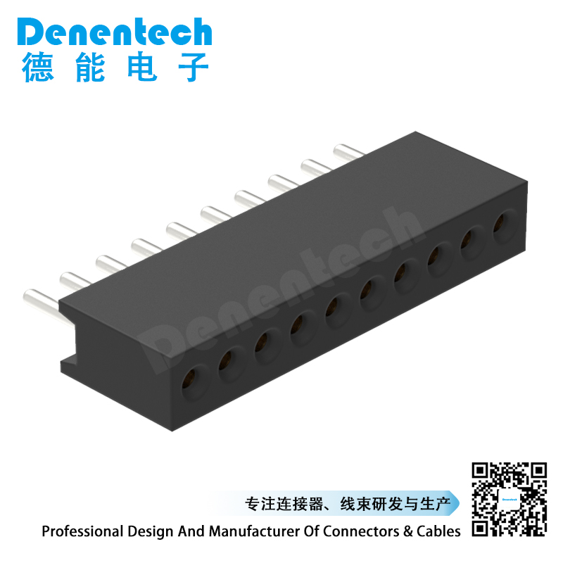 Denentech 工厂定制 1.27MM圆P排母H4.10xW2.20单排180度圆孔排母座